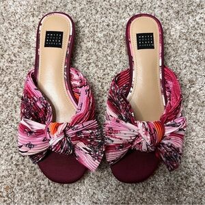 White House Black Market Pink Bow Slide Sandals